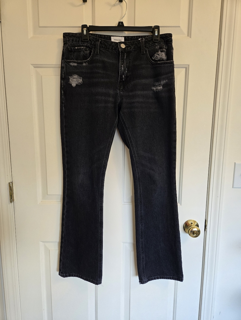 Frame Womens The Low Boot Jeans In Distressed Black Size 28